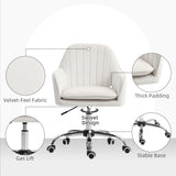 Velvet Home And Office Chair 57cm Wide With Rolling Wheels - Velmora