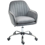 Velvet Home And Office Chair 57cm Wide With Rolling Wheels - Velmora
