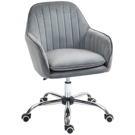 Velvet Home And Office Chair 57cm Wide With Rolling Wheels - Velmora