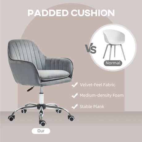 Velvet Home And Office Chair 57cm Wide With Rolling Wheels - Velmora