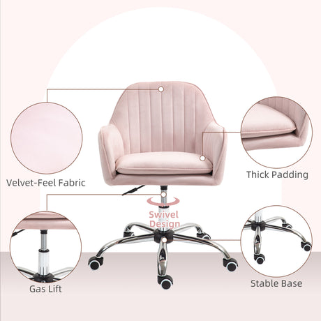 Velvet Home And Office Chair 57cm Wide With Rolling Wheels - Velmora