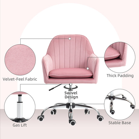 Velvet Home And Office Chair 57cm Wide With Rolling Wheels - Velmora