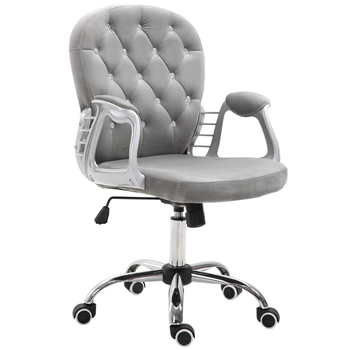 Velvet Home And Office Chair 59.5cm Wide With Diamante Back - Velmora