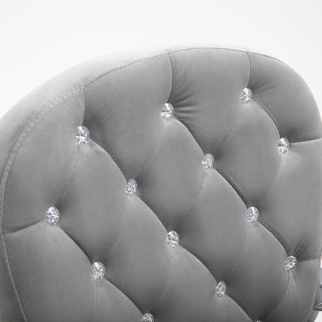 Velvet Home And Office Chair 59.5cm Wide With Diamante Back - Velmora