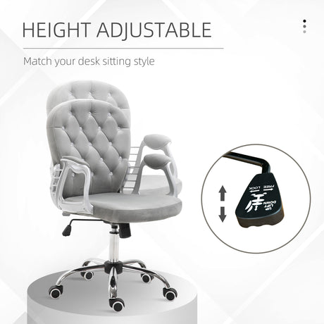 Velvet Home And Office Chair 59.5cm Wide With Diamante Back - Velmora