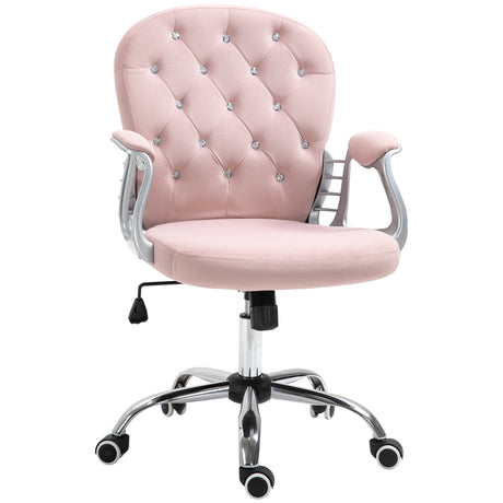 Velvet Home And Office Chair 59.5cm Wide With Diamante Back - Velmora
