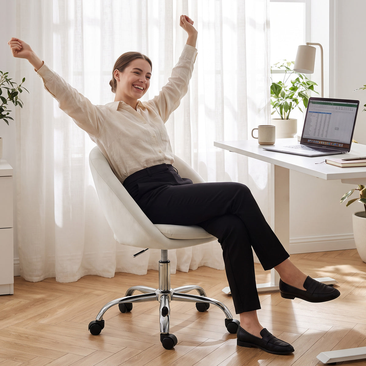 Velvet Home And Office Chair 59cm Wide - Velmora