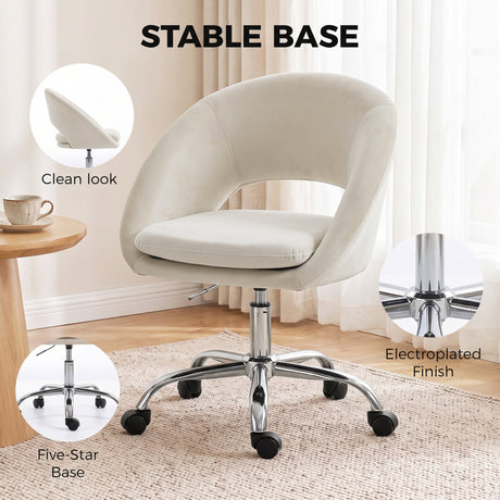 Velvet Home And Office Chair 59cm Wide - Velmora