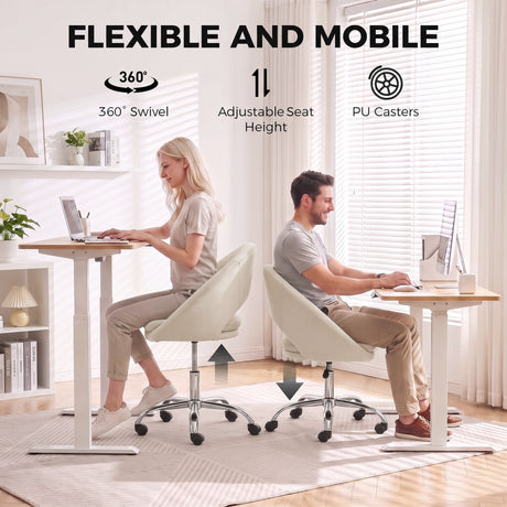 Velvet Home And Office Chair 59cm Wide - Velmora