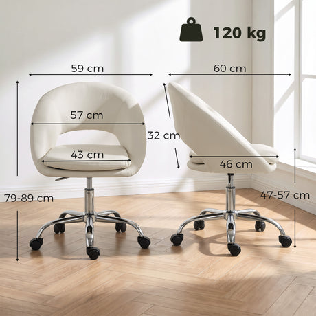 Velvet Home And Office Chair 59cm Wide - Velmora