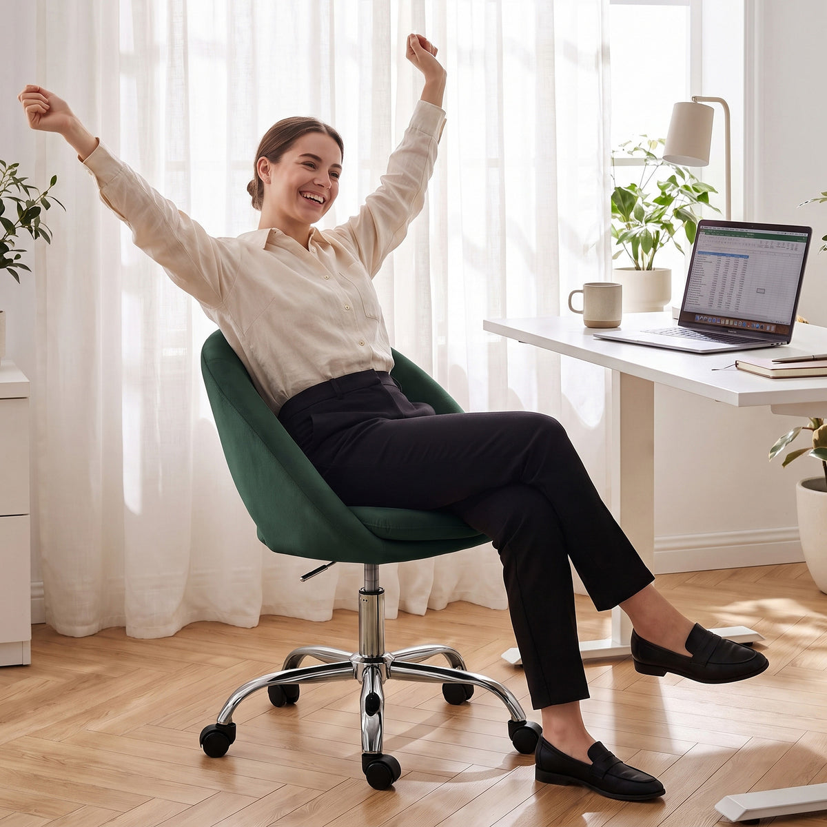 Velvet Home And Office Chair 59cm Wide - Velmora