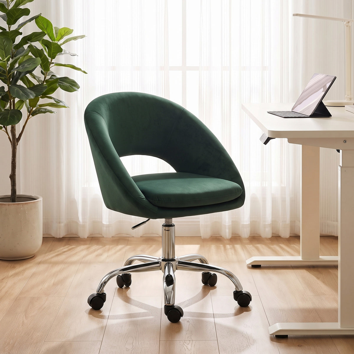 Velvet Home And Office Chair 59cm Wide - Velmora