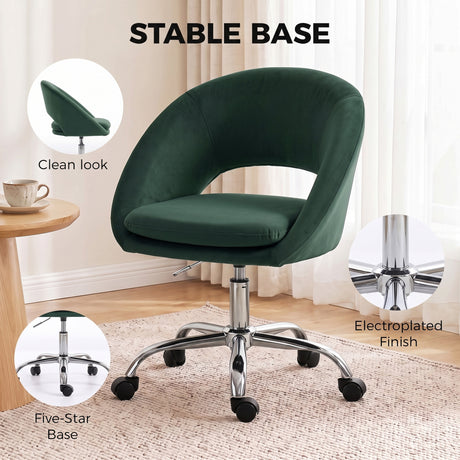 Velvet Home And Office Chair 59cm Wide - Velmora