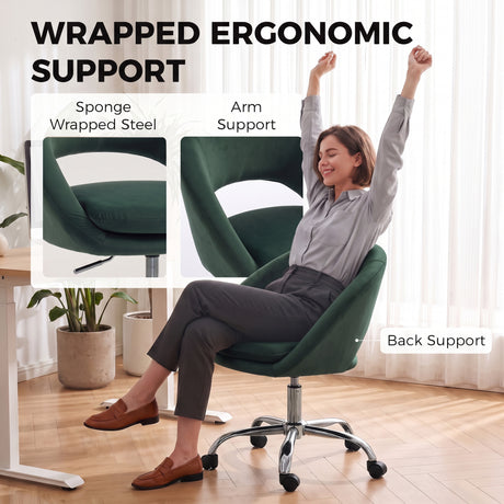 Velvet Home And Office Chair 59cm Wide - Velmora