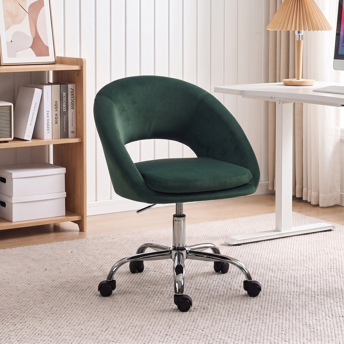 Velvet Home And Office Chair 59cm Wide - Velmora