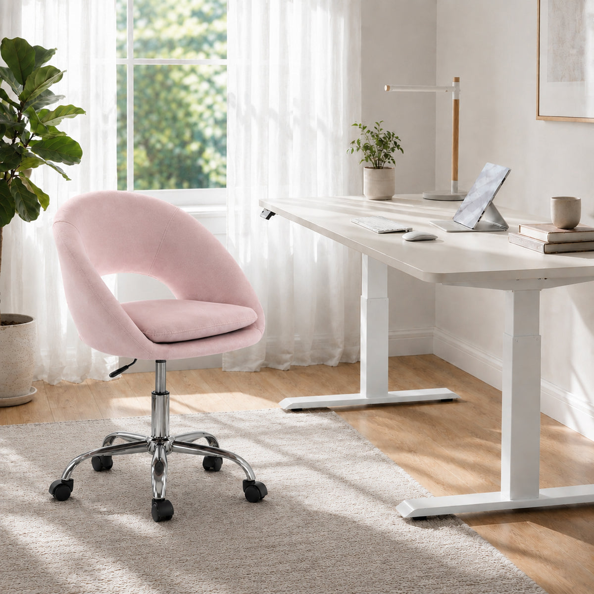 Velvet Home And Office Chair 59cm Wide - Velmora