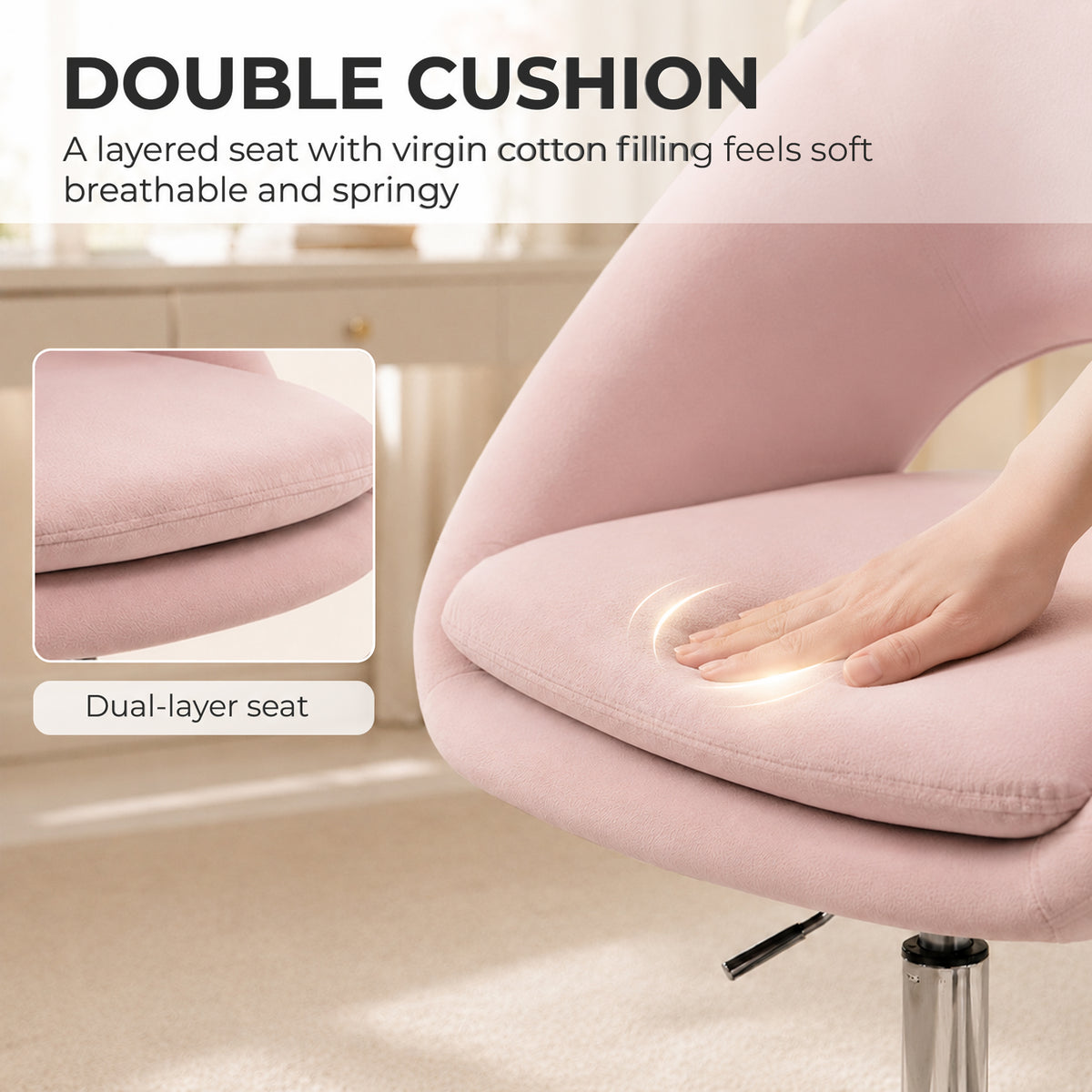 Velvet Home And Office Chair 59cm Wide - Velmora