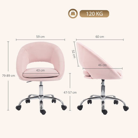 Velvet Home And Office Chair 59cm Wide - Velmora