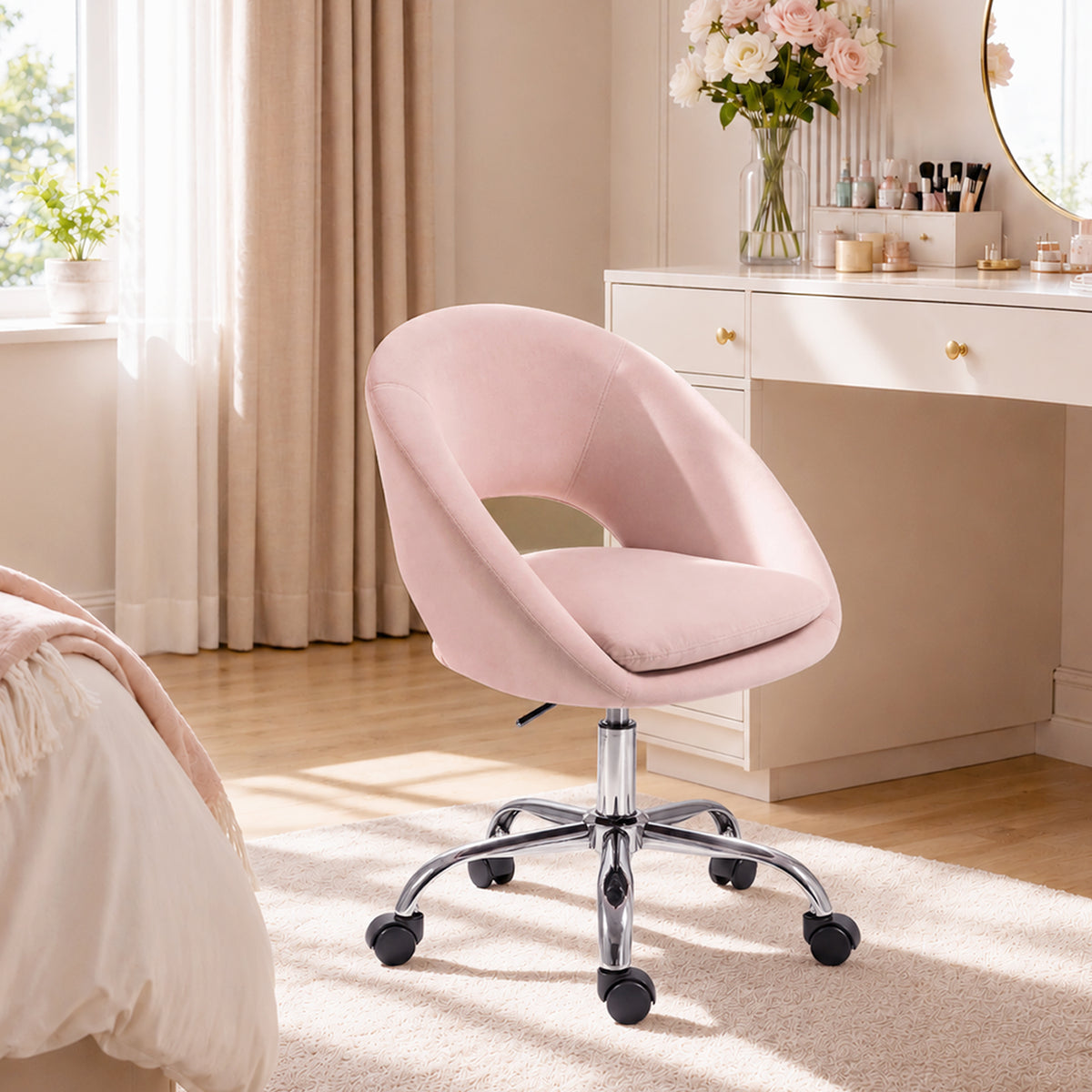 Velvet Home And Office Chair 59cm Wide - Velmora