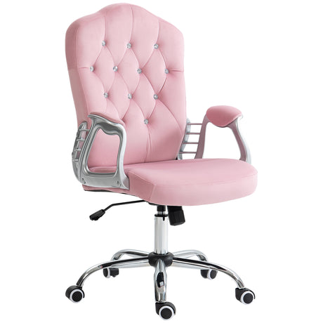 Velvet Home And Office Chair 61cm Wide With Diamante Back - Velmora