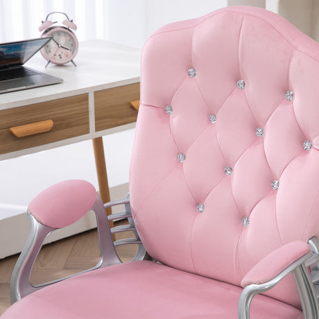 Velvet Home And Office Chair 61cm Wide With Diamante Back - Velmora