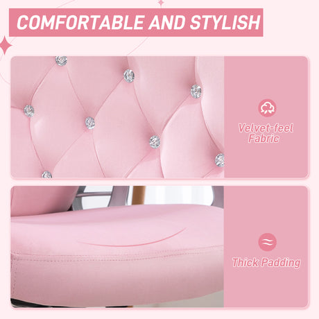 Velvet Home And Office Chair 61cm Wide With Diamante Back - Velmora