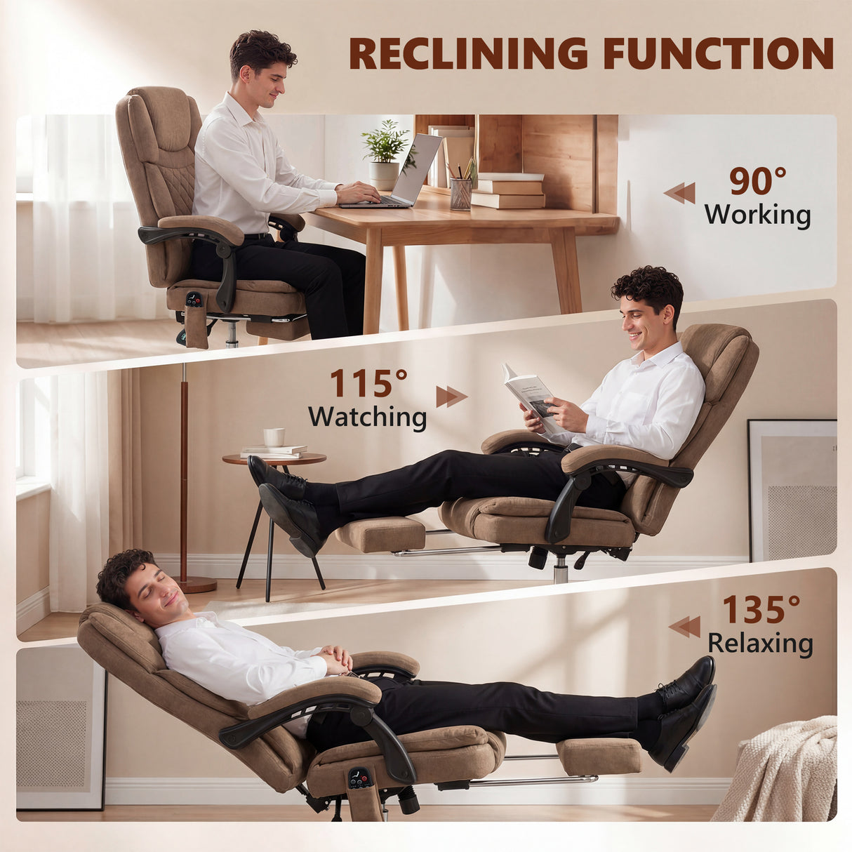 Velvet Home And Office Chair 65.5cm Wide With Footrest - Velmora