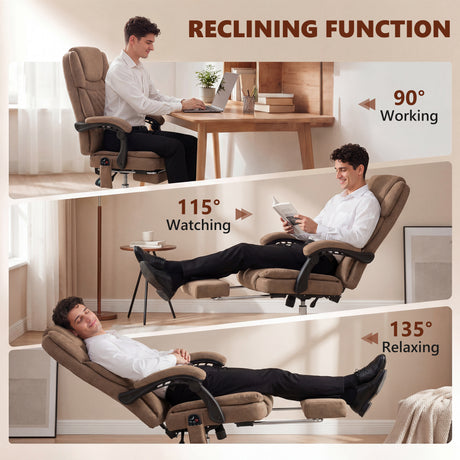 Velvet Home And Office Chair 65.5cm Wide With Footrest - Velmora