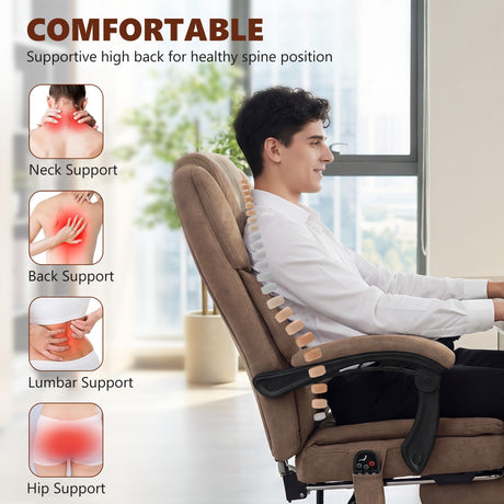 Velvet Home And Office Chair 65.5cm Wide With Footrest - Velmora