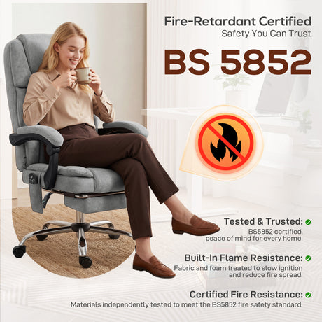 Velvet Home And Office Chair 65.5cm Wide With Footrest - Velmora