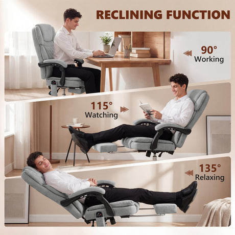 Velvet Home And Office Chair 65.5cm Wide With Footrest - Velmora