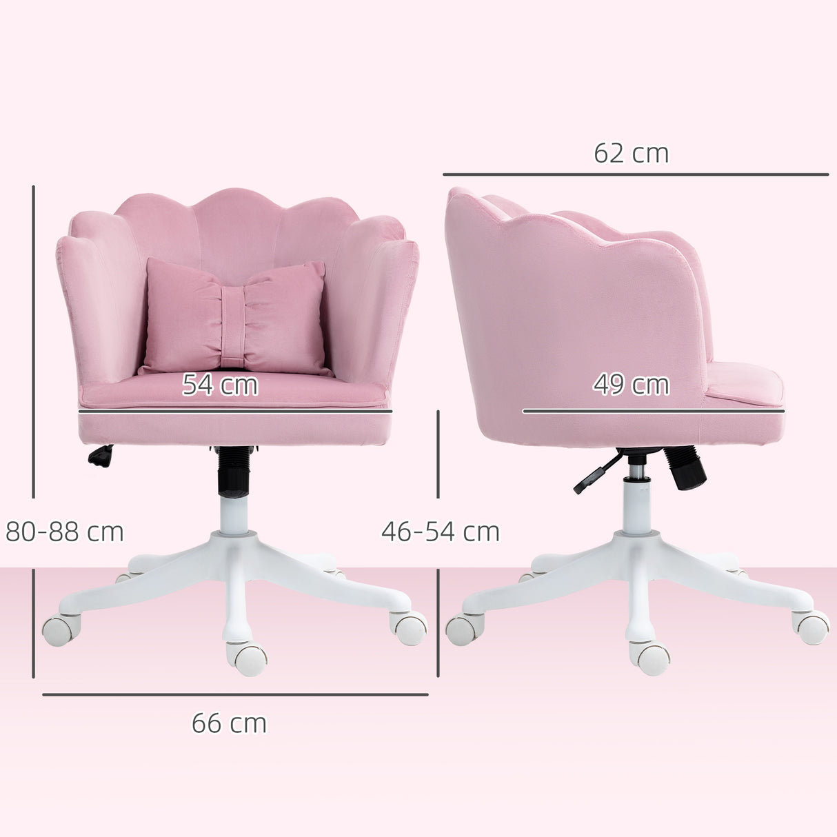 Velvet Home And Office Chair 66cm Wide With Wheels - Velmora