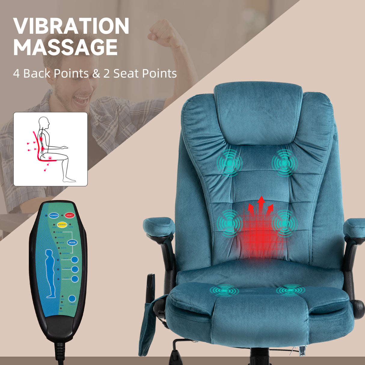 Velvet Home And Office Chair 67cm Wide With Armrest - Velmora