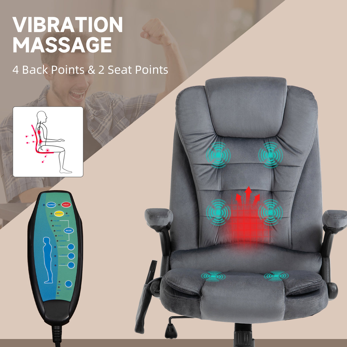 Velvet Home And Office Chair 67cm Wide With Armrest - Velmora