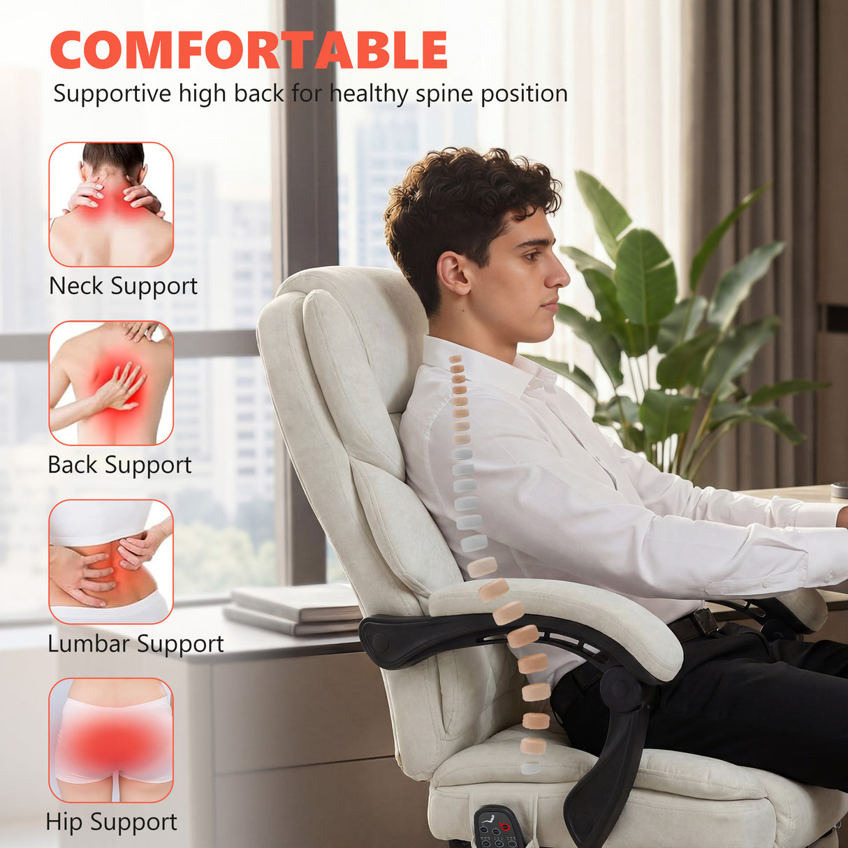Velvet Home And Office Chair 67cm Wide With Footrest - Velmora