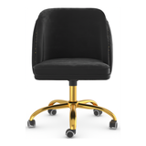 Velvet Home And Office Chair With Polished Gold Frame - Aberley