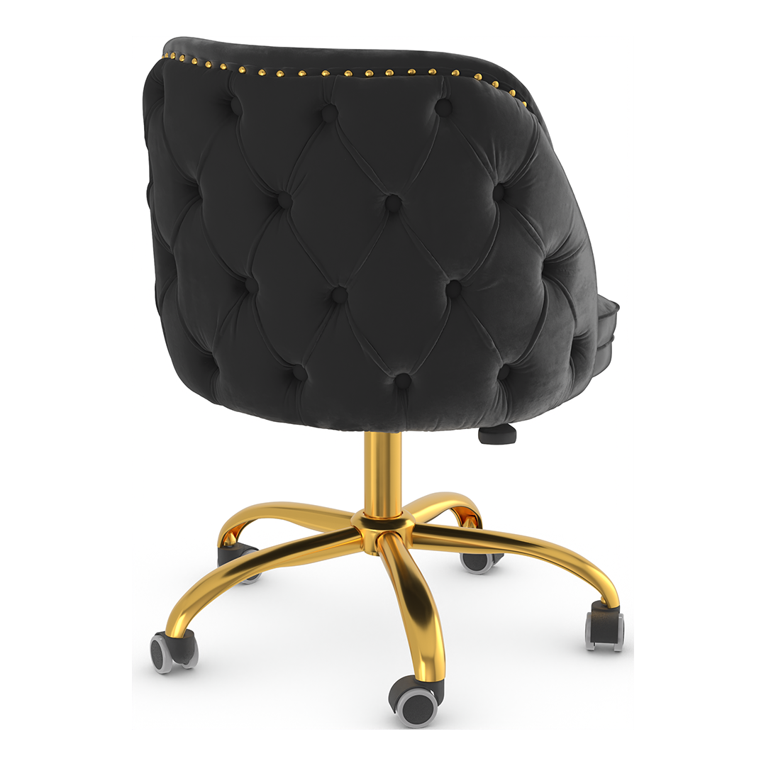 Velvet Home And Office Chair With Polished Gold Frame - Aberley