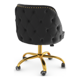 Velvet Home And Office Chair With Polished Gold Frame - Aberley