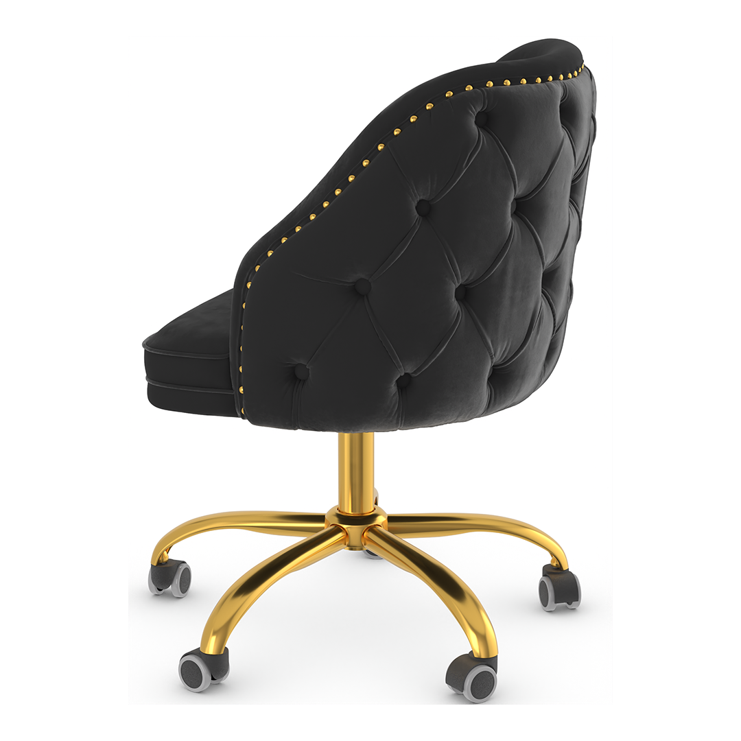 Velvet Home And Office Chair With Polished Gold Frame - Aberley
