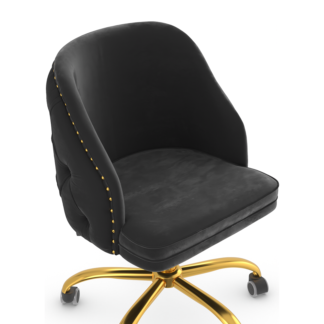Velvet Home And Office Chair With Polished Gold Frame - Aberley