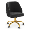 Velvet Home And Office Chair With Polished Gold Frame - Aberley