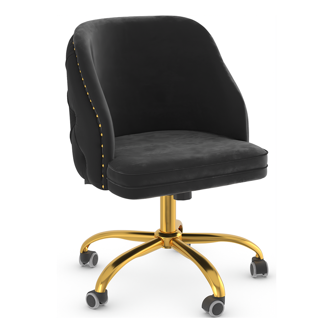 Velvet Home And Office Chair With Polished Gold Frame - Aberley
