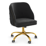 Velvet Home And Office Chair With Polished Gold Frame - Aberley