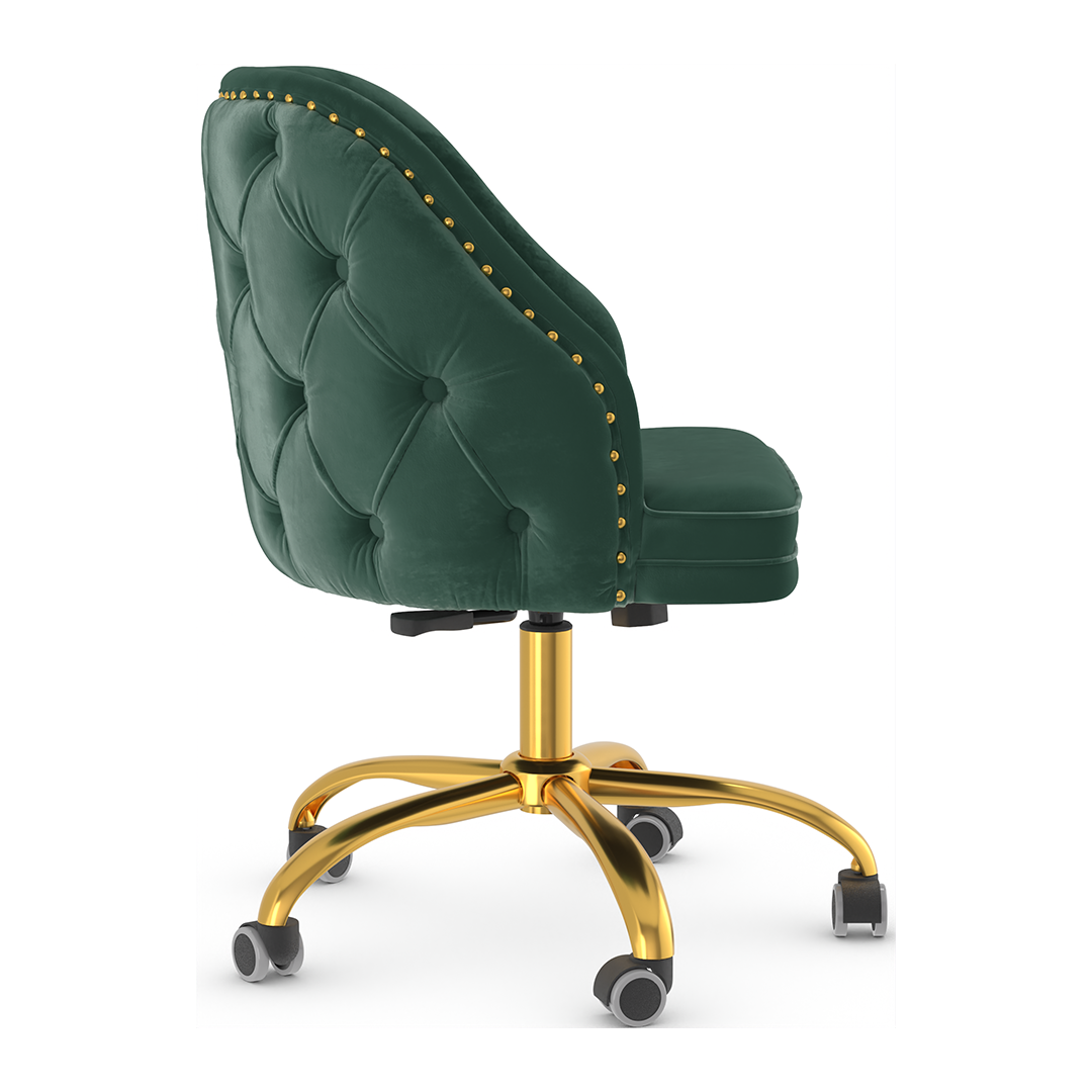Velvet Home And Office Chair With Polished Gold Frame - Aberley