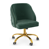 Velvet Home And Office Chair With Polished Gold Frame - Aberley