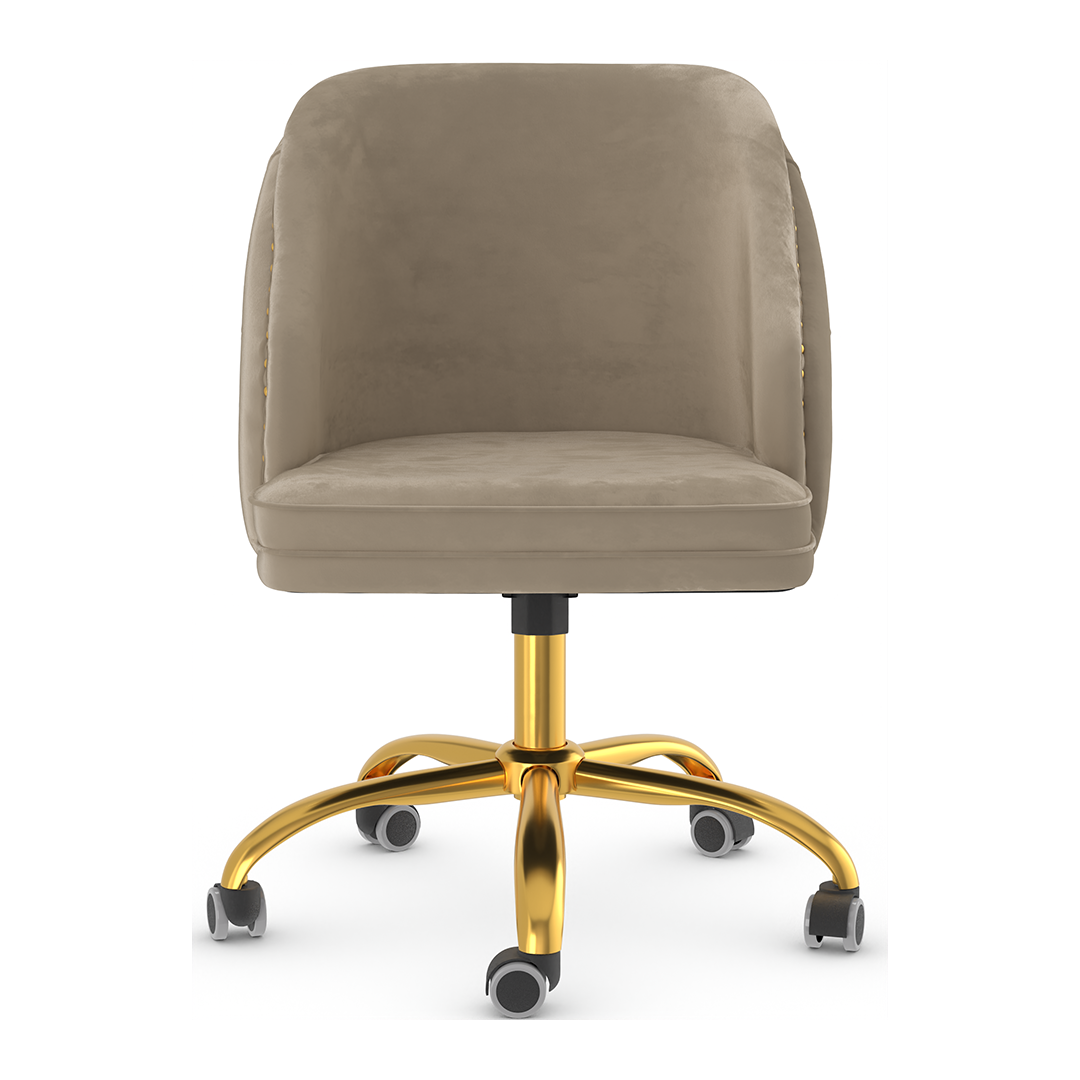 Velvet Home And Office Chair With Polished Gold Frame - Aberley