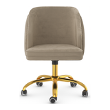 Velvet Home And Office Chair With Polished Gold Frame - Aberley