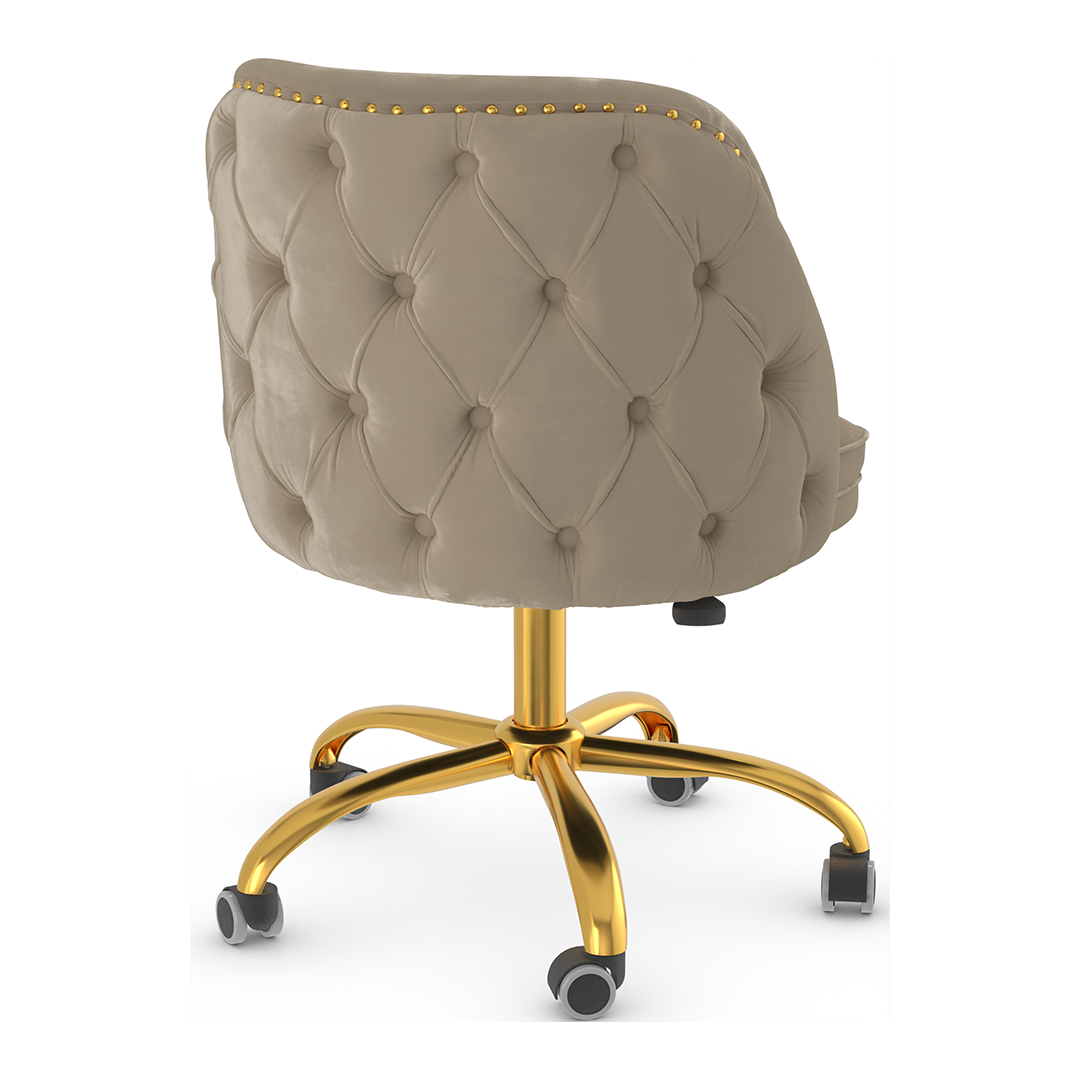 Velvet Home And Office Chair With Polished Gold Frame - Aberley