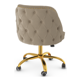 Velvet Home And Office Chair With Polished Gold Frame - Aberley