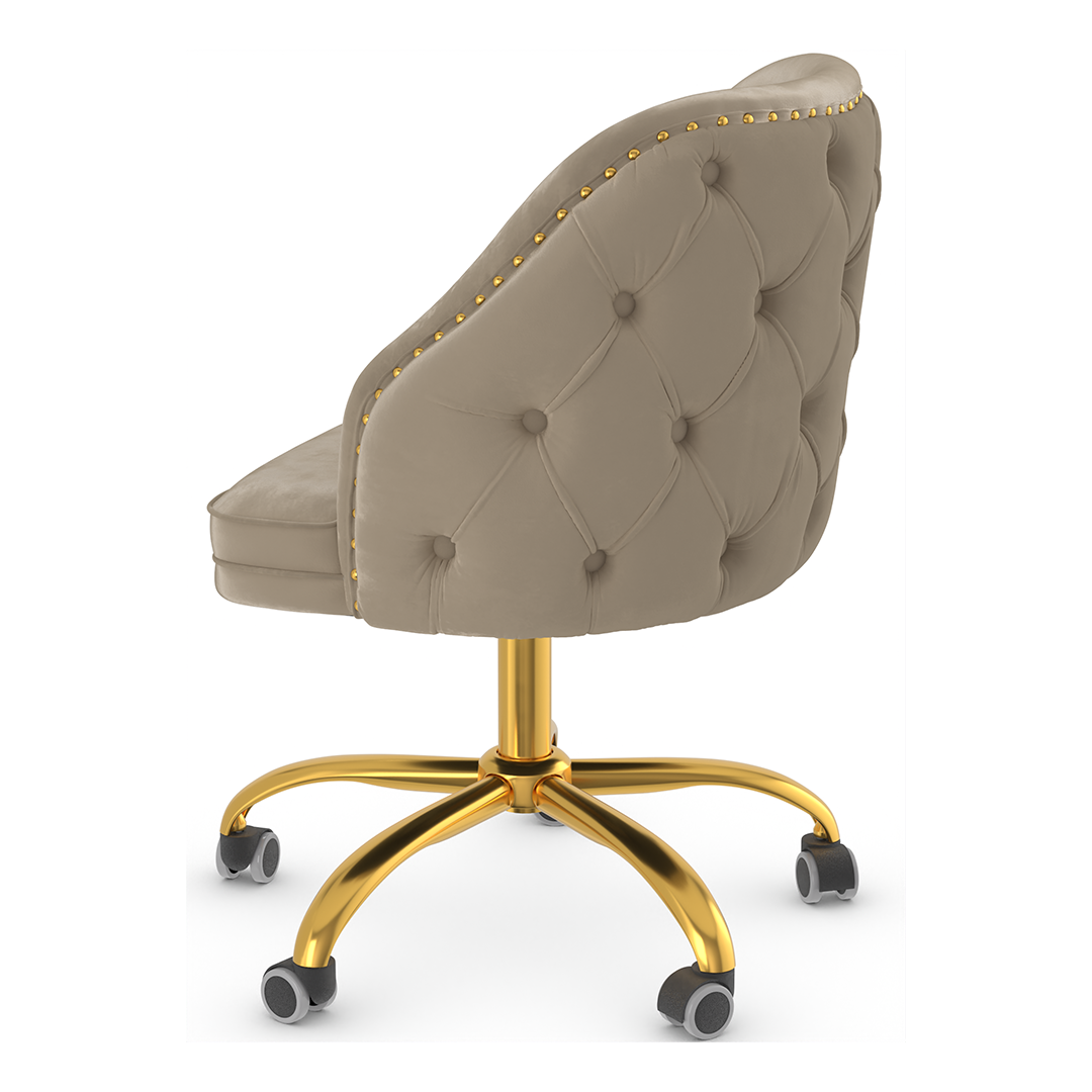 Velvet Home And Office Chair With Polished Gold Frame - Aberley